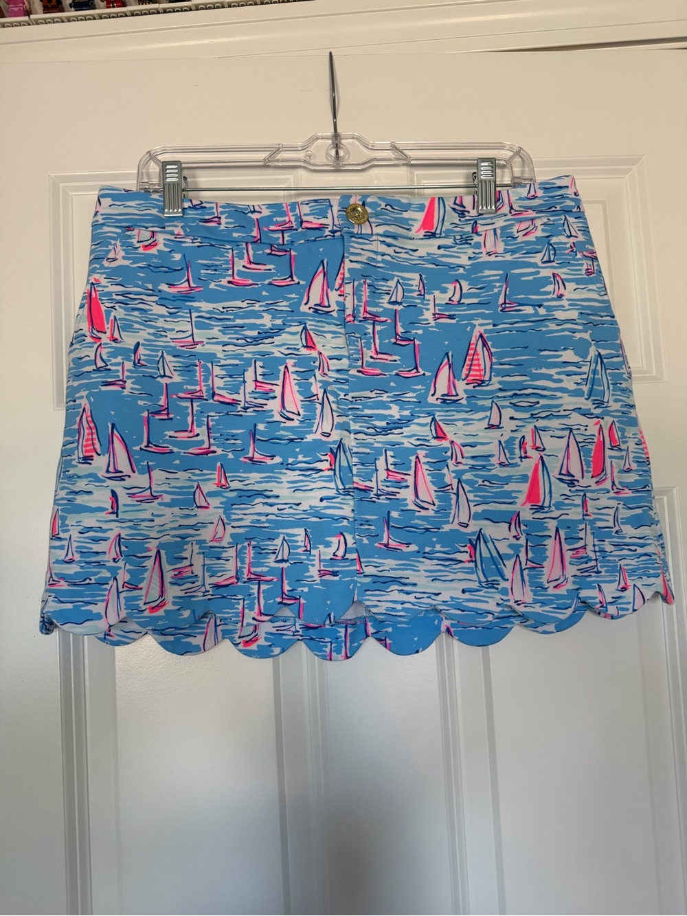 Lilly Pulitzer Colette skort size 10 Boatylicious blue pink white sailboats